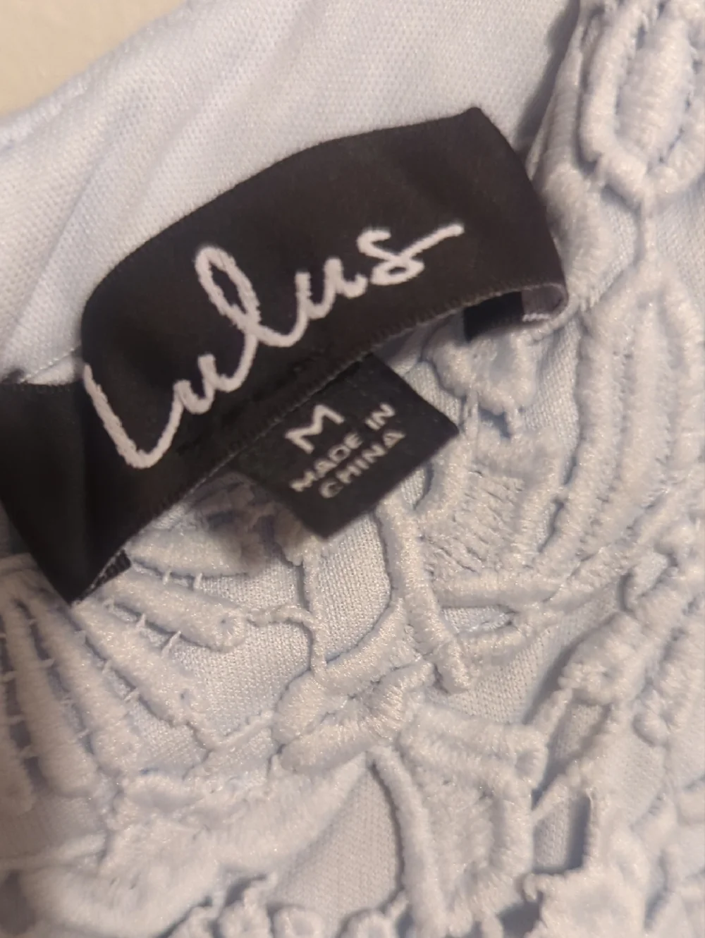 Lulu's Powder Blue Crochet Halter Midi Dress - Picture 3 of 3